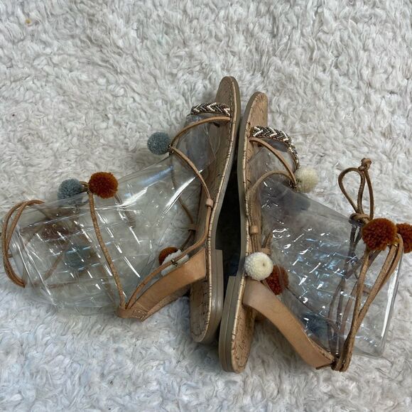 Circus By Sam Edelman Valencia Pom Pom & beaded wrap around Sandals Size 9.5 - Picture 5 of 8